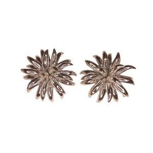 Vintage Large Silver Tone Starburst Cluster Statement Clip-on Earrings